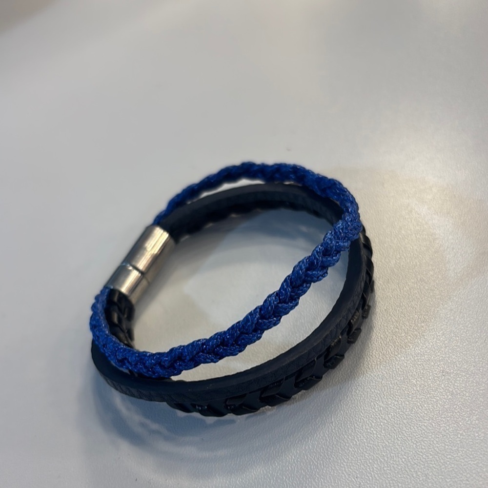Black and Blue Braided Bracelet - Picture 2 of 2